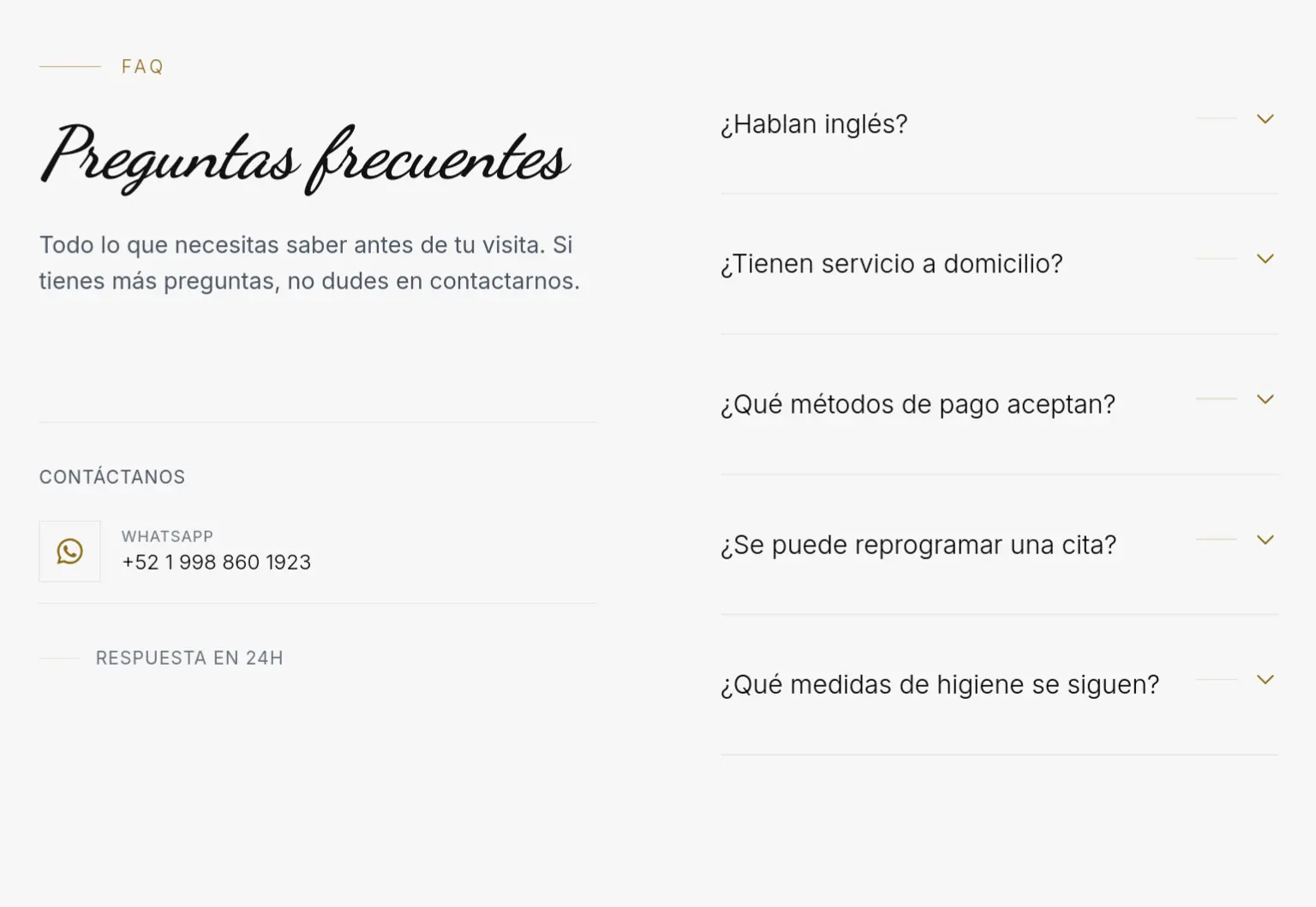 Desktop screenshot of Essens: FAQ Section