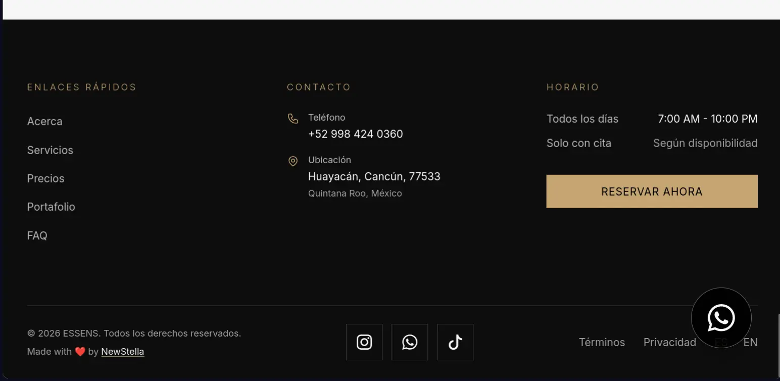 Desktop screenshot of Essens: Desktop Footer
