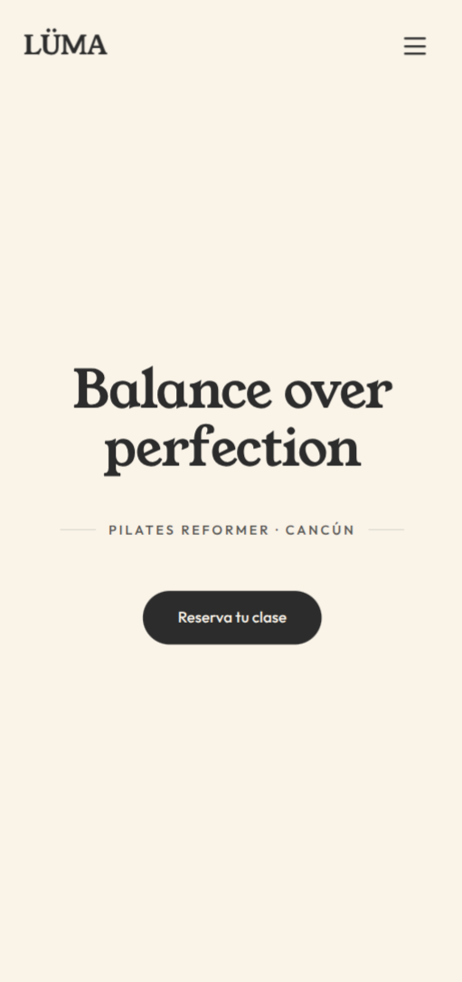 Mobile screenshot of LÜMA Pilates: Mobile Experience